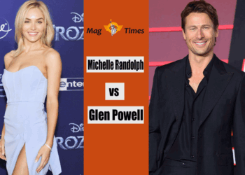 Michelle Randolph and Glen Powell