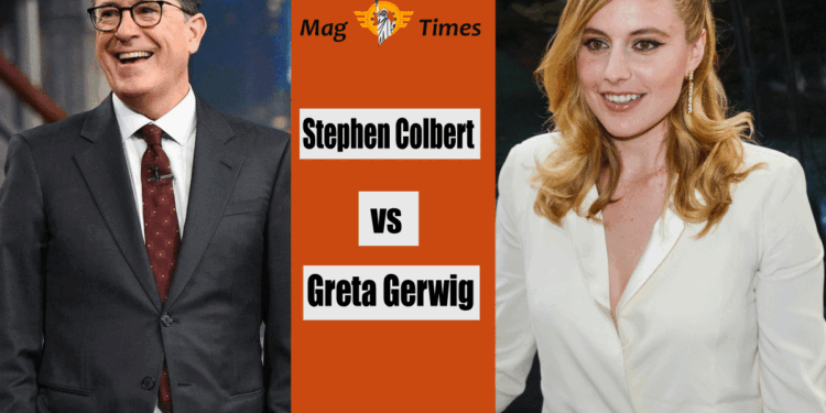 Stephen Colbert and Greta Gerwig