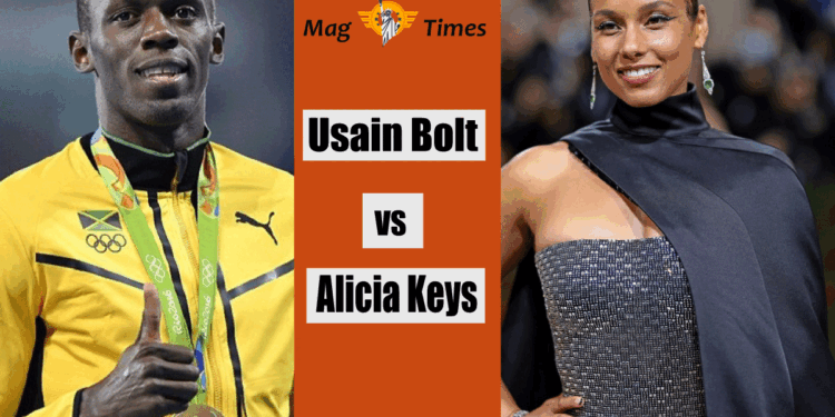 Usain Bolt and Alicia Keys